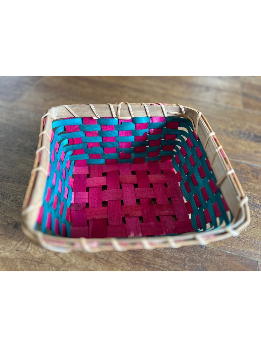 Decorative Square Basket with Candy Cane Detail